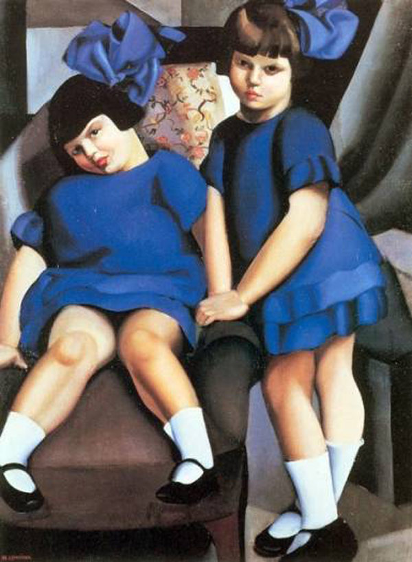 Two Little Girls with Robbons, Tamara de Lempicka (1925)